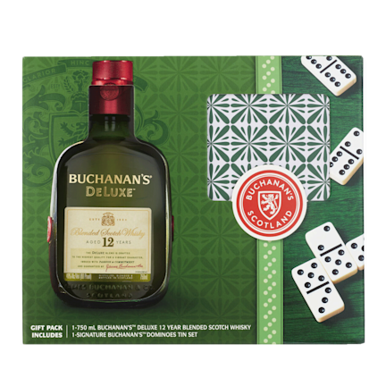 DeLuxe Aged 12 Years Blended Scotch Whisky & Tin Domino Set