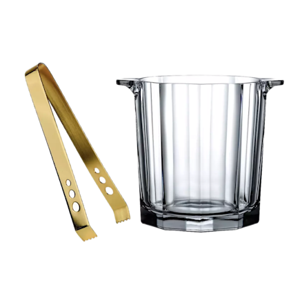 Nude Hemingway Ice Bucket & 24k Gold-Plate Ice Tongs