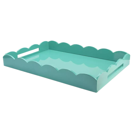 Large Scalloped Edge Tray, Turquoise