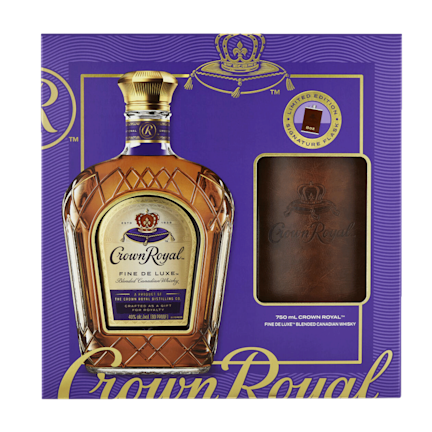 Fine De Luxe Blended Canadian Whisky with Faux Leather Wrapped Flask