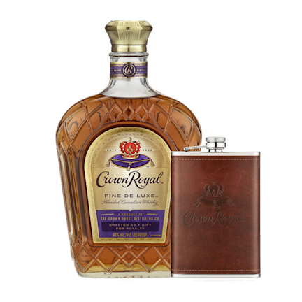 Fine De Luxe Blended Canadian Whisky with Faux Leather Wrapped Flask